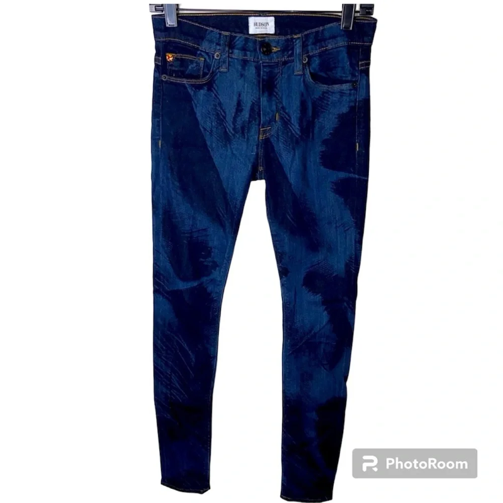 Hudson Jeans Size 25 Nico Super Skinny Midrise Denim Unique Dark Blue Wash Out